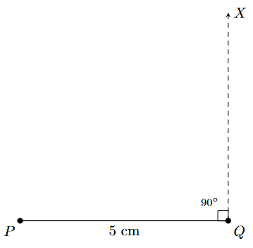 Construct angle 90 at Q